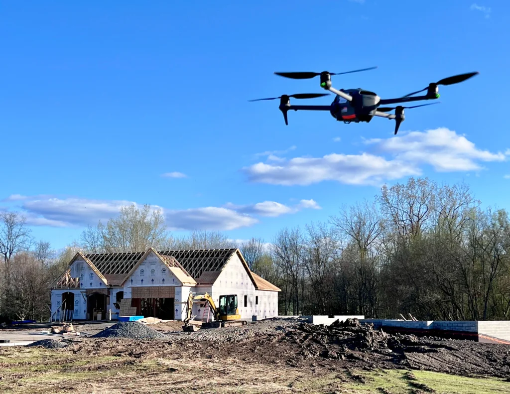 Drone image of residential construction in Fairport, New York