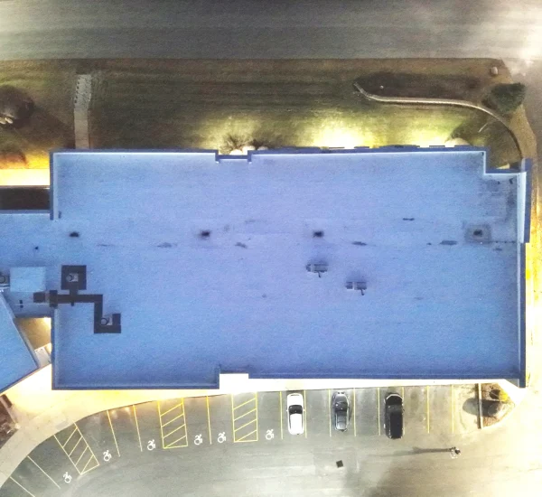 Nighttime Drone Flat Roof Inspection