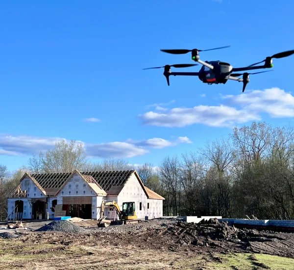 Drone image of residential construction in Fairport, New York