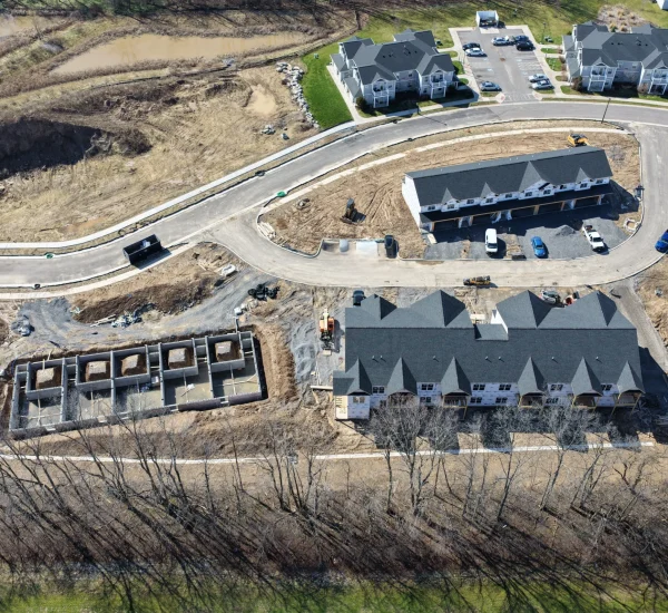 Drone image of residential construction in Farmington, New York