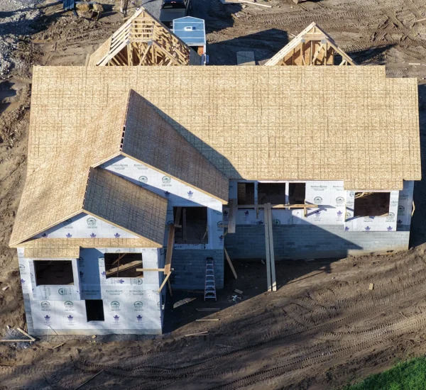 Drone image of residential construction in Rochester, New York