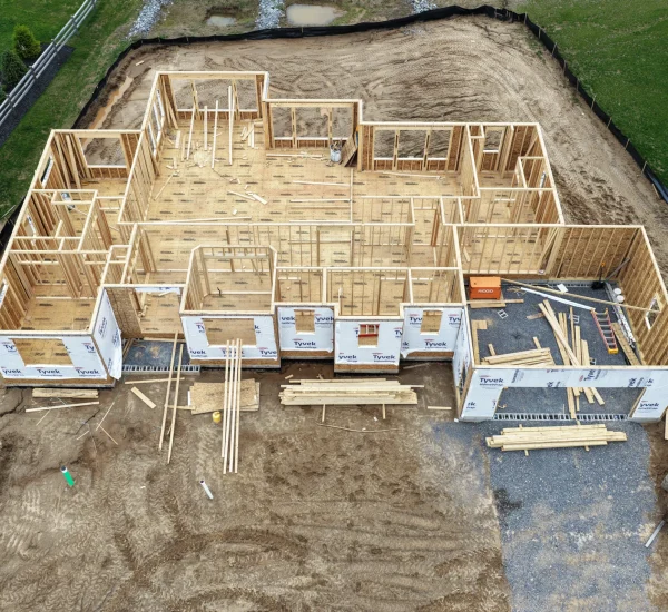 Drone image of residential construction in Rochester, New York
